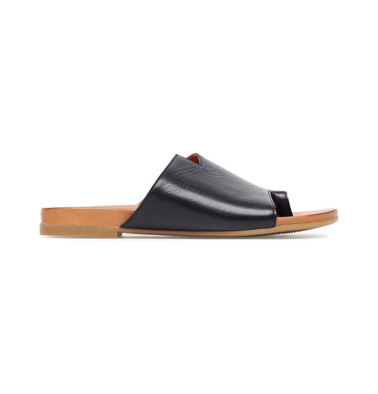 Дамски чехли  07496 - Естествена кожа - Черен PIAZZA