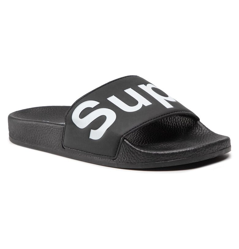 Дамски чехли -  еко кожа - черен - минималистичен дизайн Superga