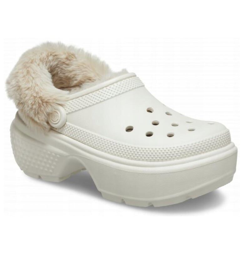 Дамски чехли с кожа -  Stomp Lined Clog - Бежов - Crocs