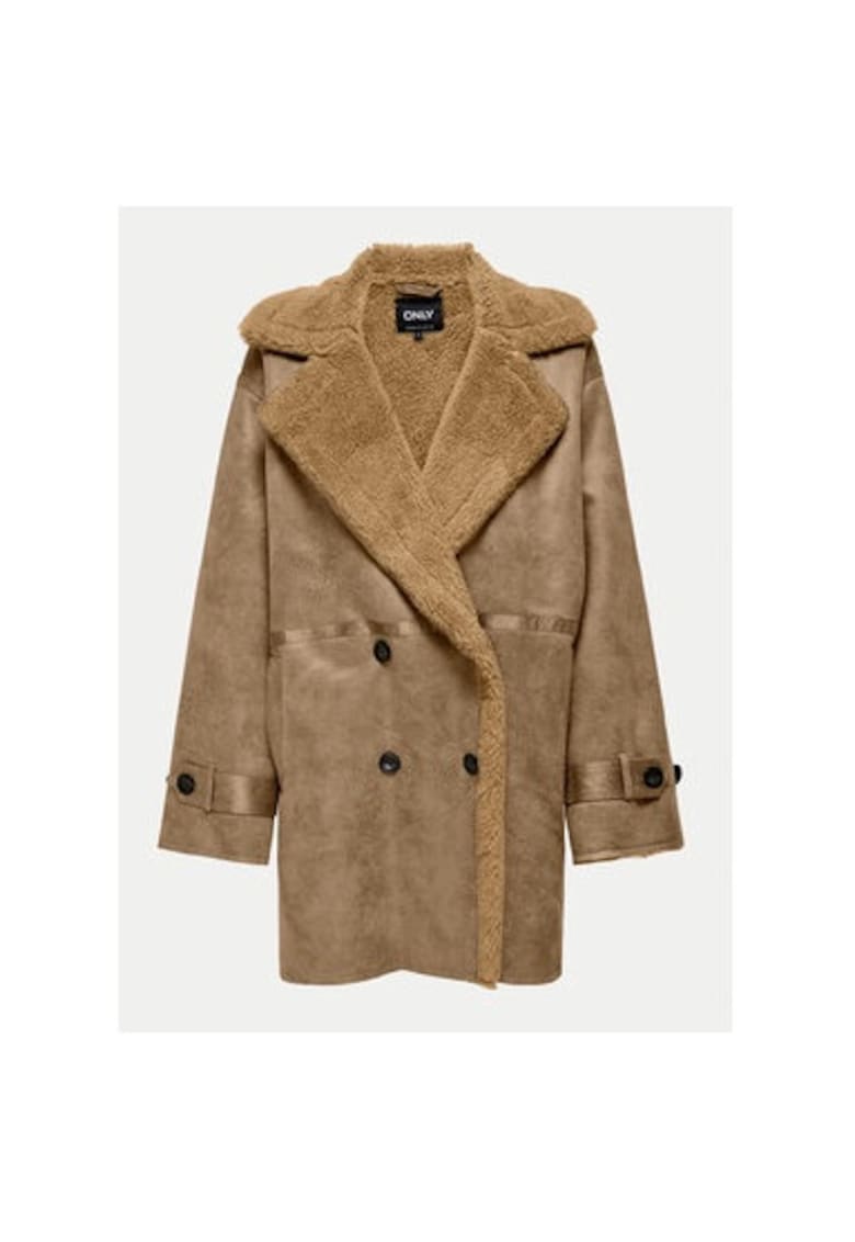 Дамско кожено палто - 304498688 - Еко кожа - - Кафяв Only