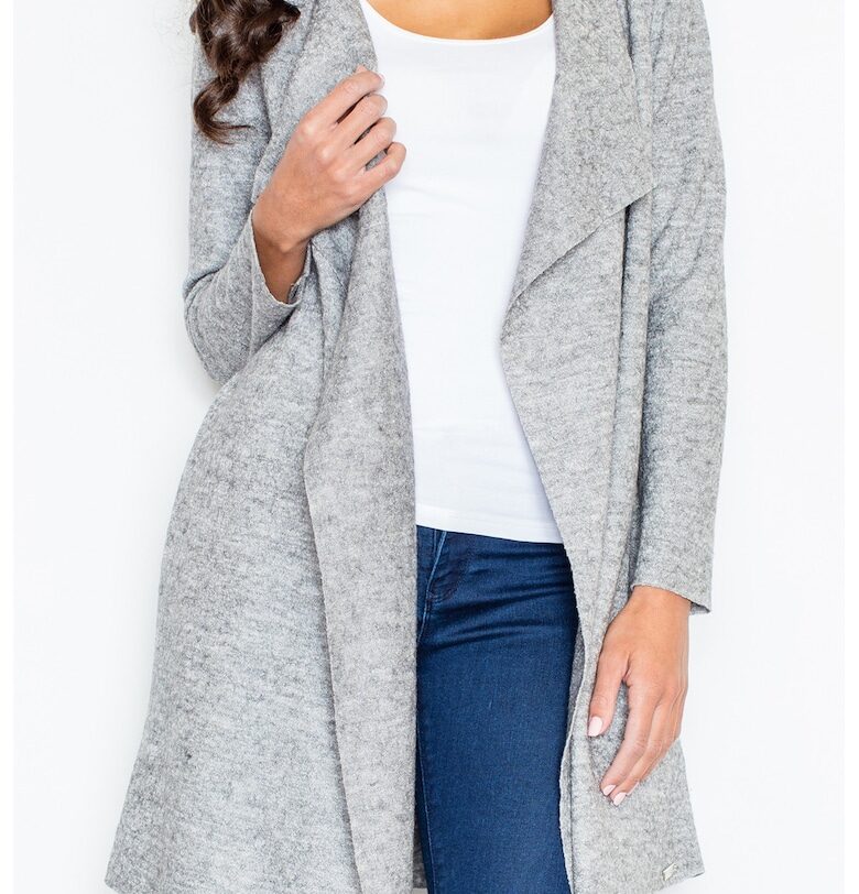 Дамско палто M330 -  Полиестер/Вълна - Сиво Figl