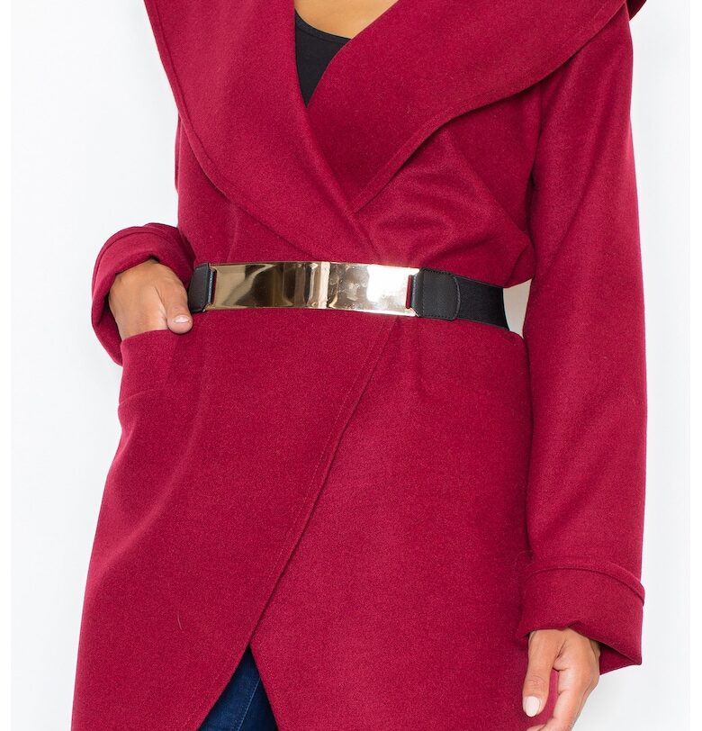 Дамско палто M407 -  Полиестер/Вискоза - Червено Figl