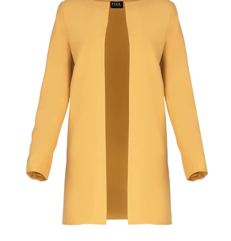 Дамско палто M551 -  Полиестер/Вискоза - Жълто Figl