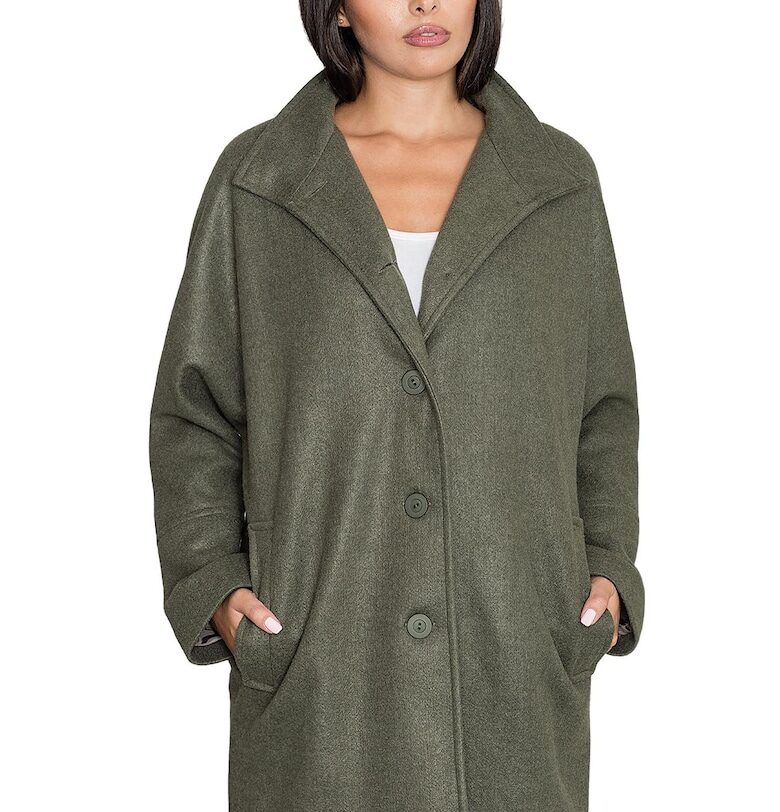 Дамско палто M589 -  Полиестер/Вискоза - Зелено - Figl