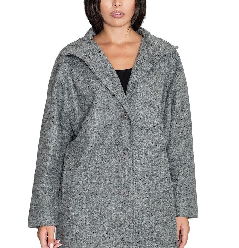 Дамско палто M589 -  Полиестер/Вискоза - Сив - Figl