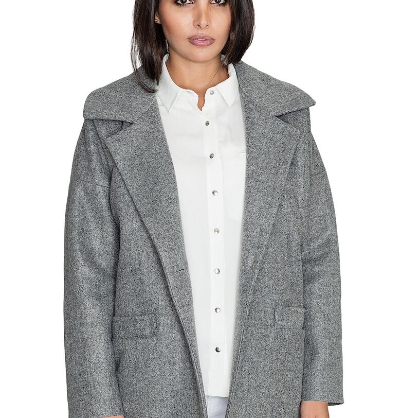 Дамско палто M625 -  Полиестер/Вискоза - Сиво - Един размер Figl