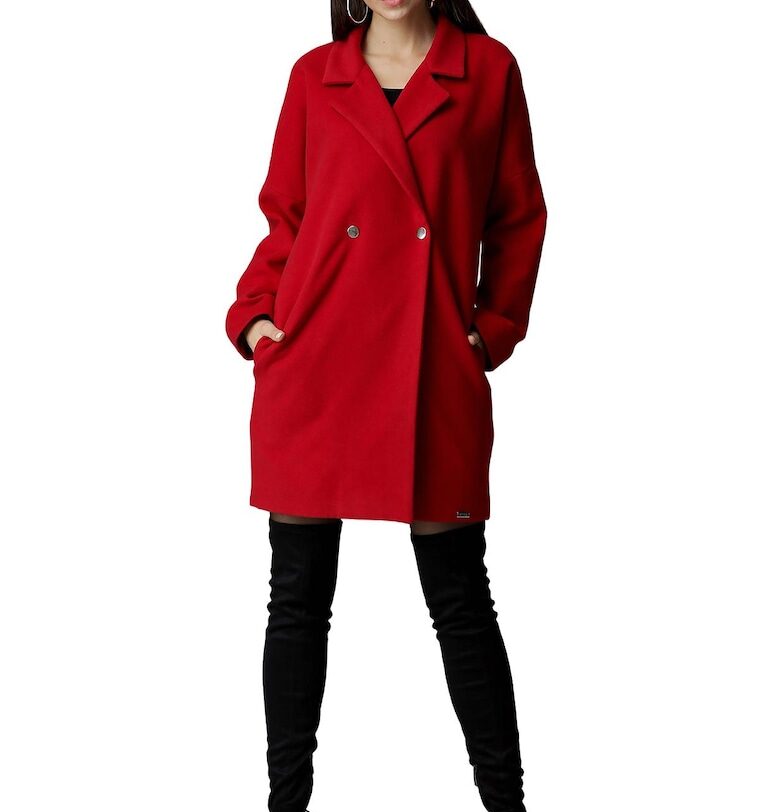 Дамско палто M625 -  Полиестер/Вискоза - Червено Figl