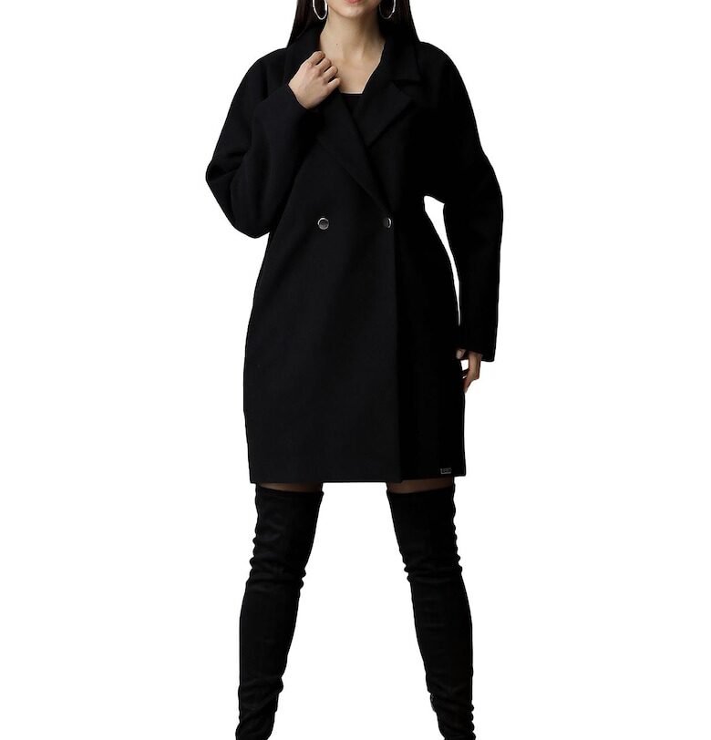 Дамско палто M625 -  Полиестер/Вискоза - Черно - Figl