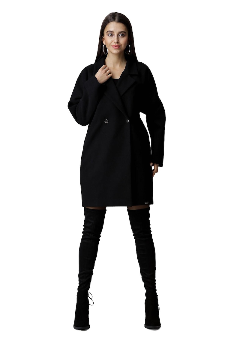 Дамско палто M625 - Полиестер/Вискоза - Черно - Figl