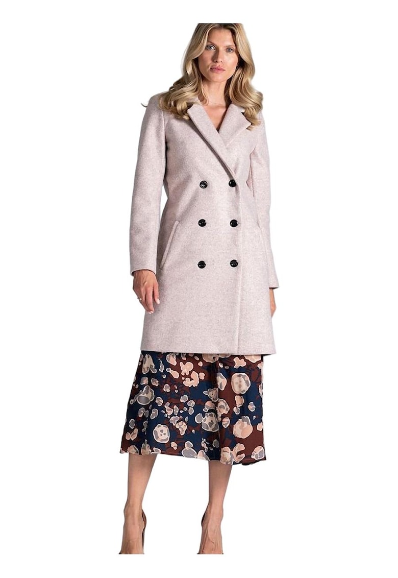 Дамско палто - акрил/полиестер/вълна - розово Figl