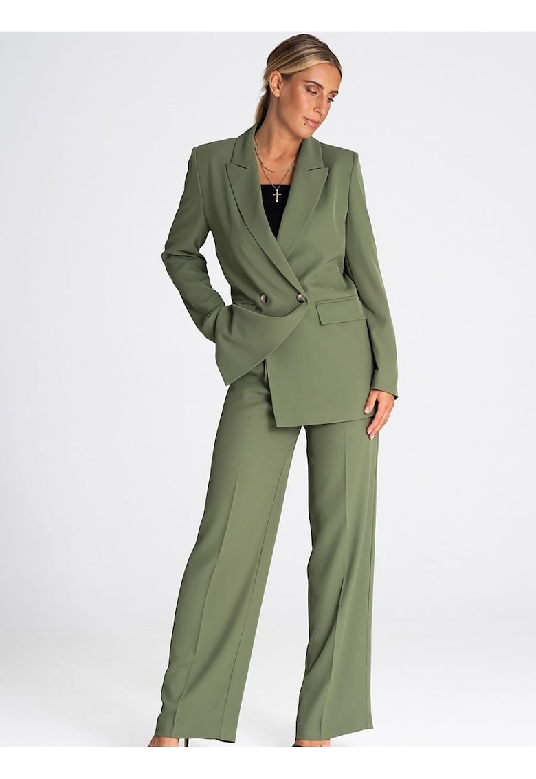 Дамско сако елегантно - дълги ръкави - подплатено - полиестер - Зелен Figl