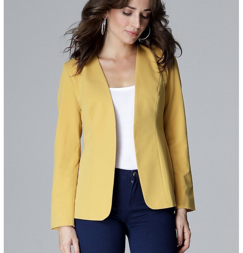 Дамско сако  късо - жълто - полиестер и вискоза - размер Lenitif