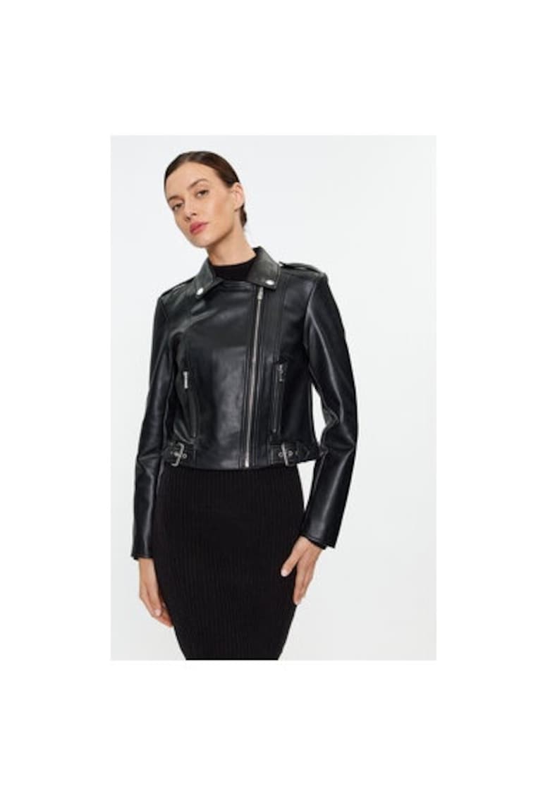 Дамско яке - 303349363 - Еко кожа - Черно - Черен Morgan