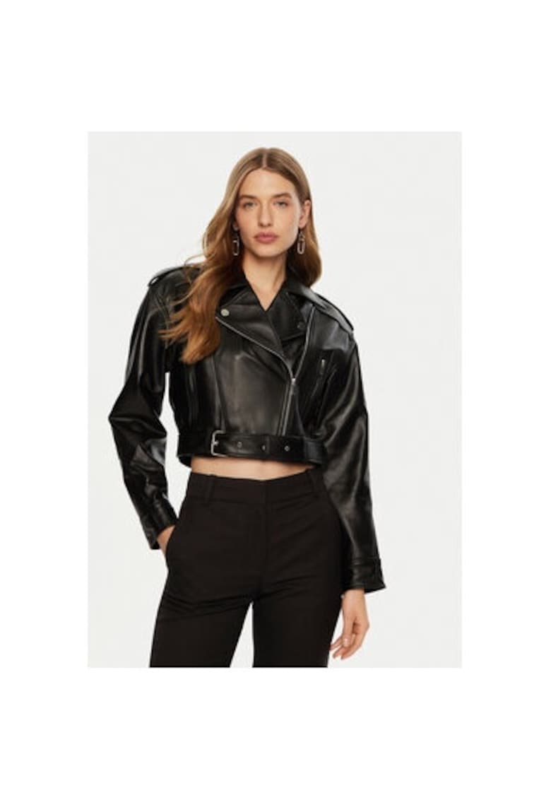 Дамско яке - 304991257 - Естествена кожа - Черно - Черен Access fashion