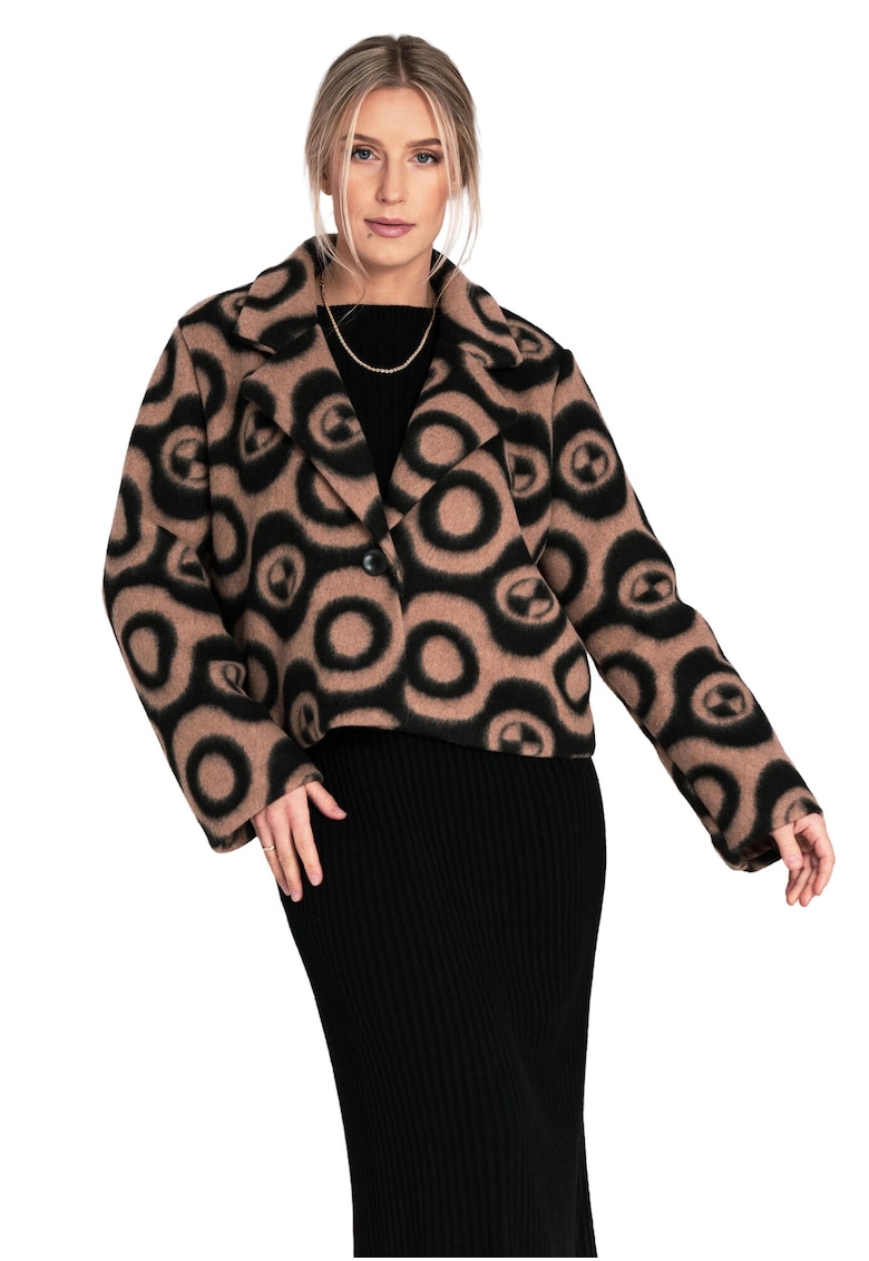 Дамско яке M1117 - Полиестер - Бежово - С яка - SM Figl