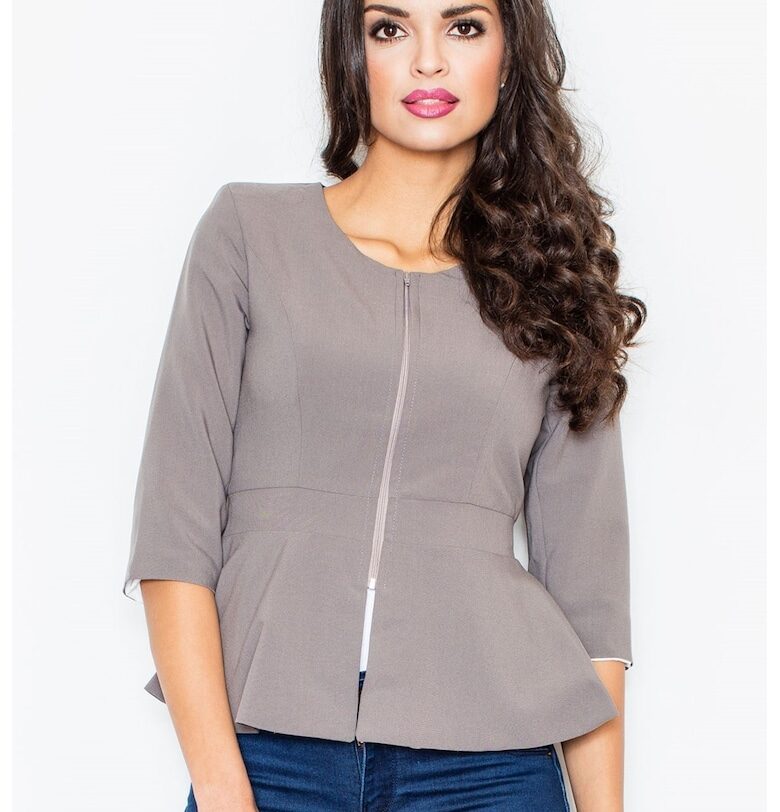 Дамско яке  M132 - сиво - полиестер и вискоза - цип - Figl