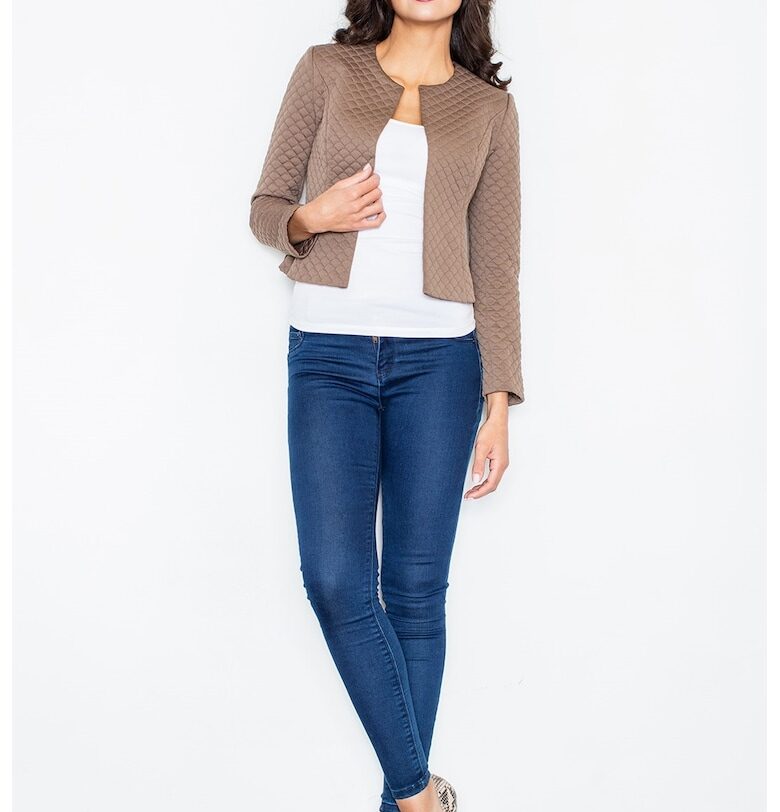 Дамско яке  M218 - бежово - полиестер - модерен дизайн - Figl