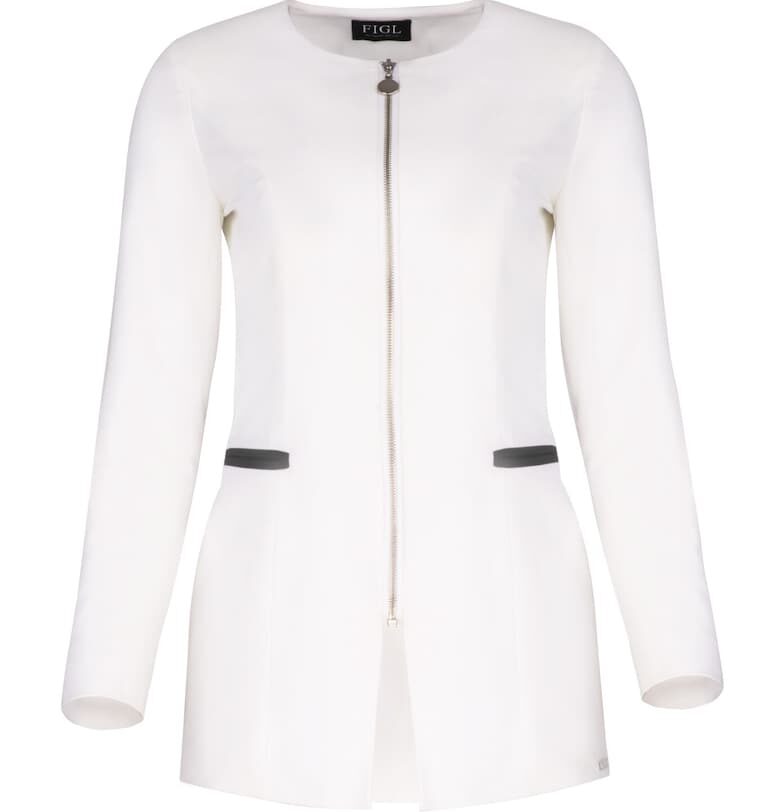 Дамско яке  M409 - дълго - екрю-черно - полиестер - многофункционално Figl