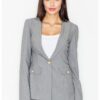 Дамско яке  M489 - сиво - полиестер - златни копчета - елегантно Figl
