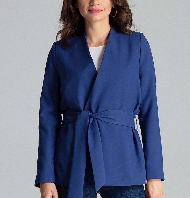 Дамско яке - Ленитиф - право яке - асиметрично - цвят сапфир - полиестер - Lenitif