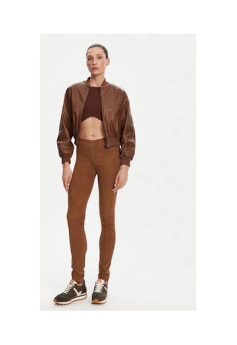 Дамско яке - еластично - естествена кожа - кафяво Serge Pariente