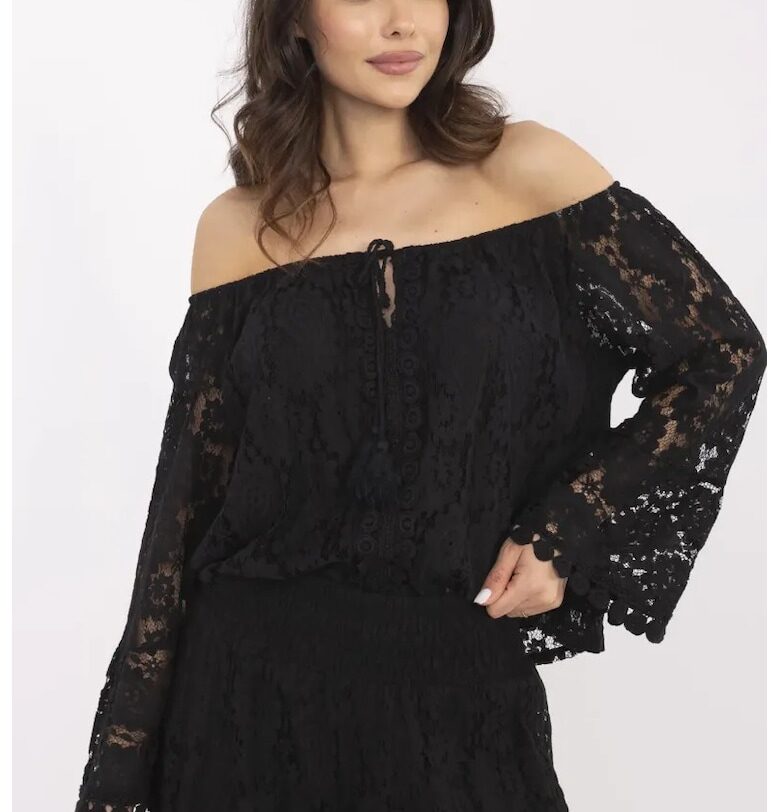 Дантелена блуза с деколте на раменете - Един размер Italy Moda