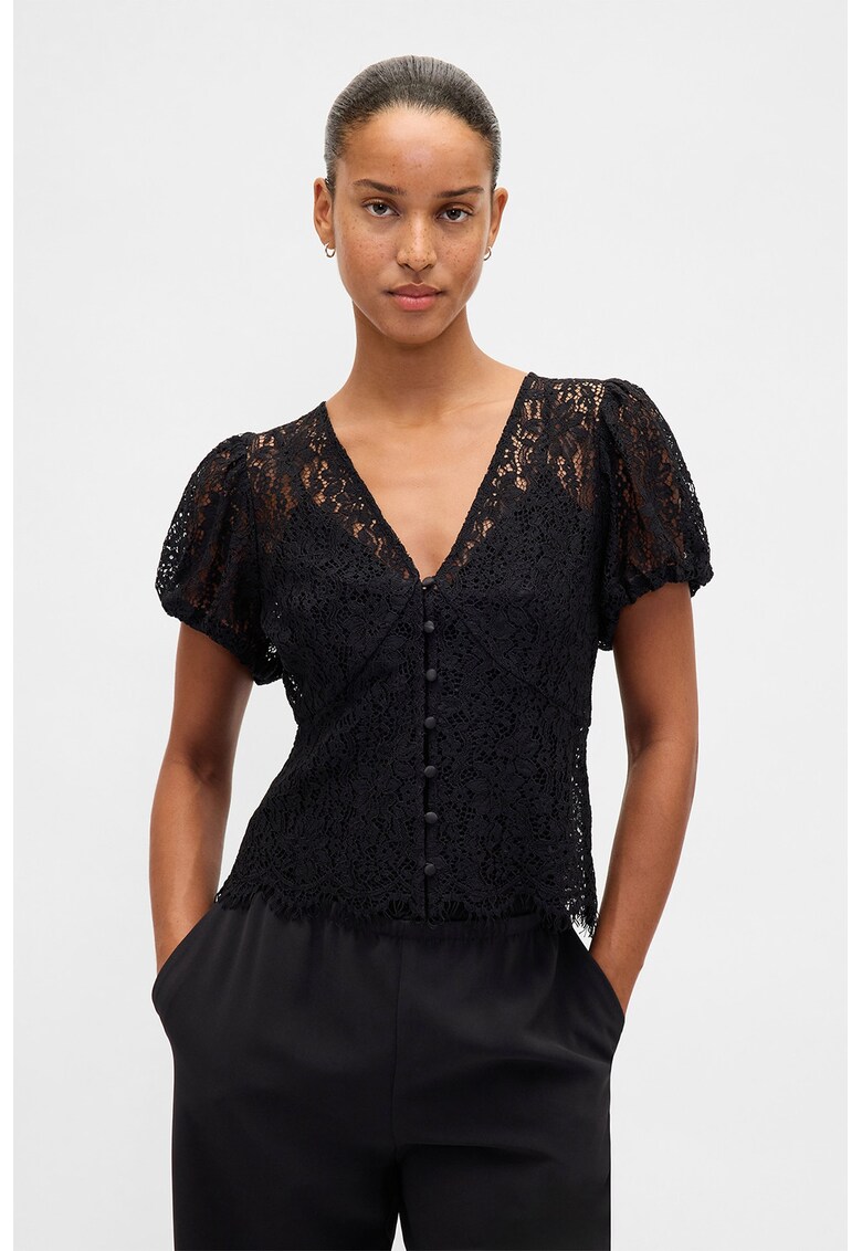 Дантелена шпиц блуза - Черен GAP