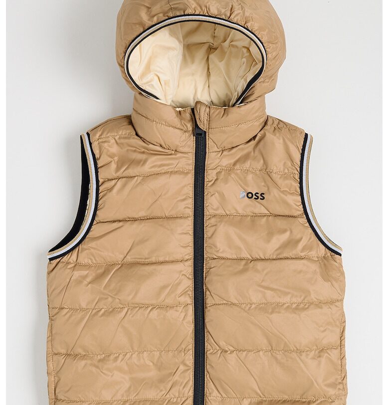 Двулицев елек с пухена вата - Светло бежово BOSS Kidswear