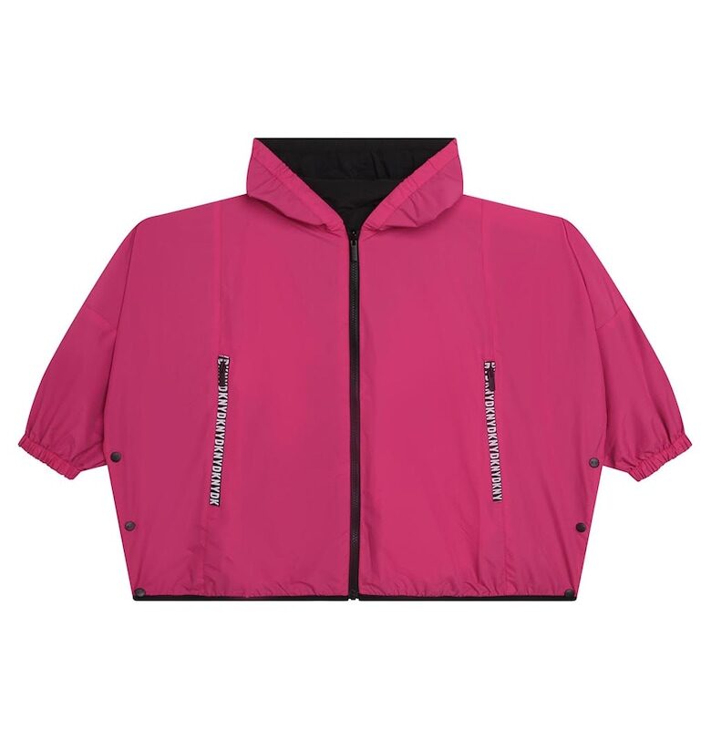 Двулицево ветроустойчиво яке с качулка - Черен/Розово DKNY
