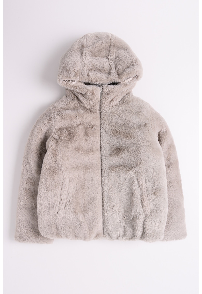 Двулицево зимно яке с качулка - Сиво-бежов Colmar