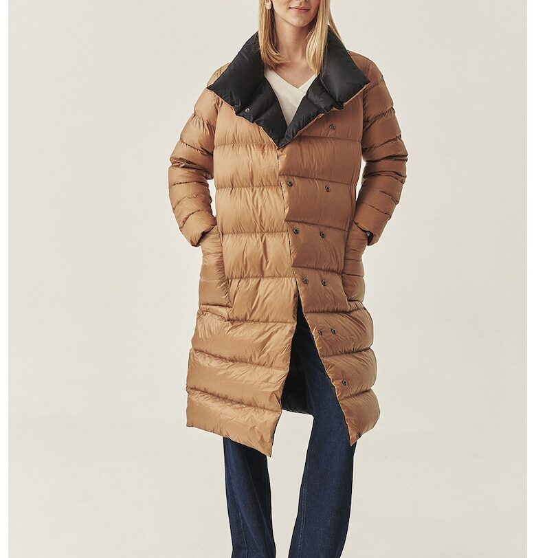 Двулицево зимно яке с пухена вата - Черен/Карамел Tatuum