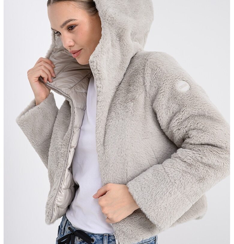 Двулицево зимно яке с пухена вата и качулка - Светло сив Colmar