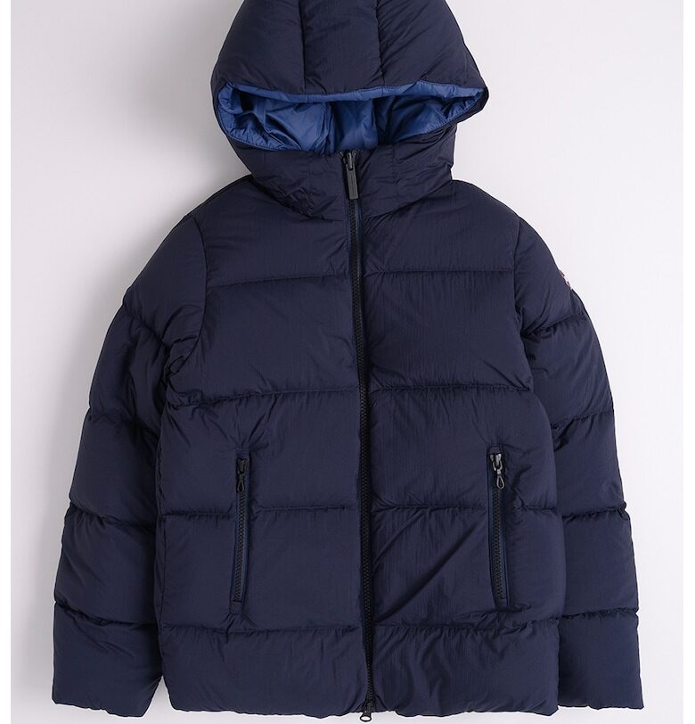 Двулицево пухено яке с качулка - Ултрамарин синьо Colmar