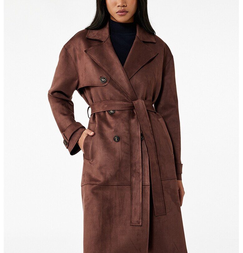 Двуреден тренч от еко пух - Тъмнокафяв KOTON