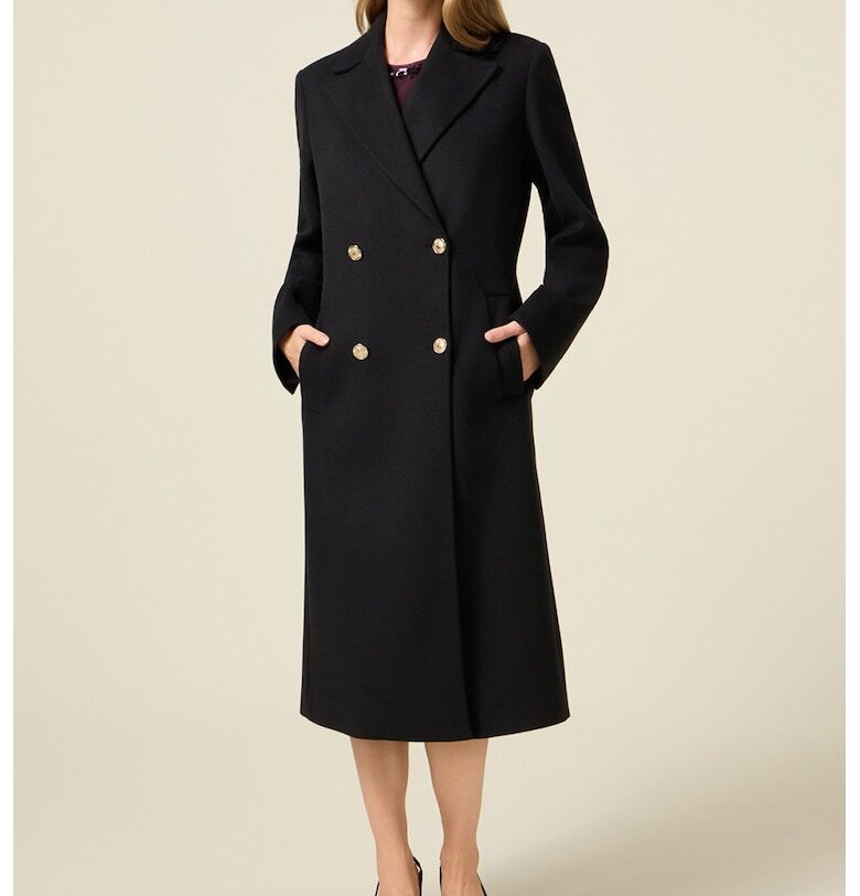 Двуредно дълго палто - Черен Oltre