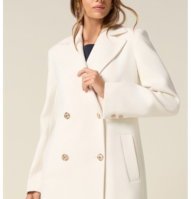 Двуредно дълго палто - Слонова кост Oltre