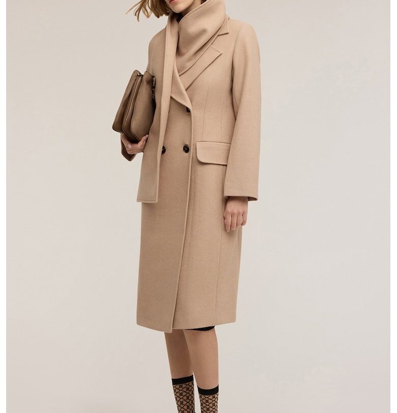 Двуредно палто с вълна - Камел Motivi