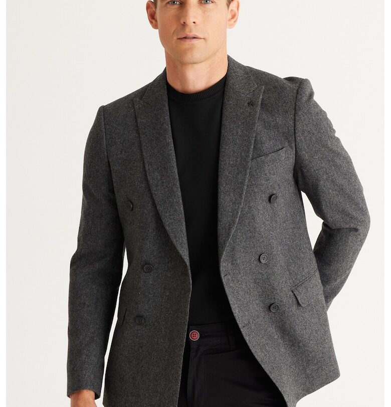 Двуредно сако с вълна - Меланж тъмно сиво ACCo