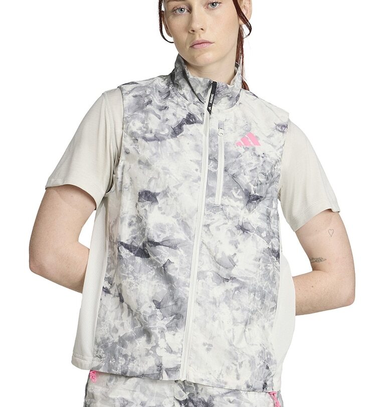 Десениран елек за бягане с връзки на подгъва - Пастелнорозов/Избеляло черно/Мръснобял adidas Performance