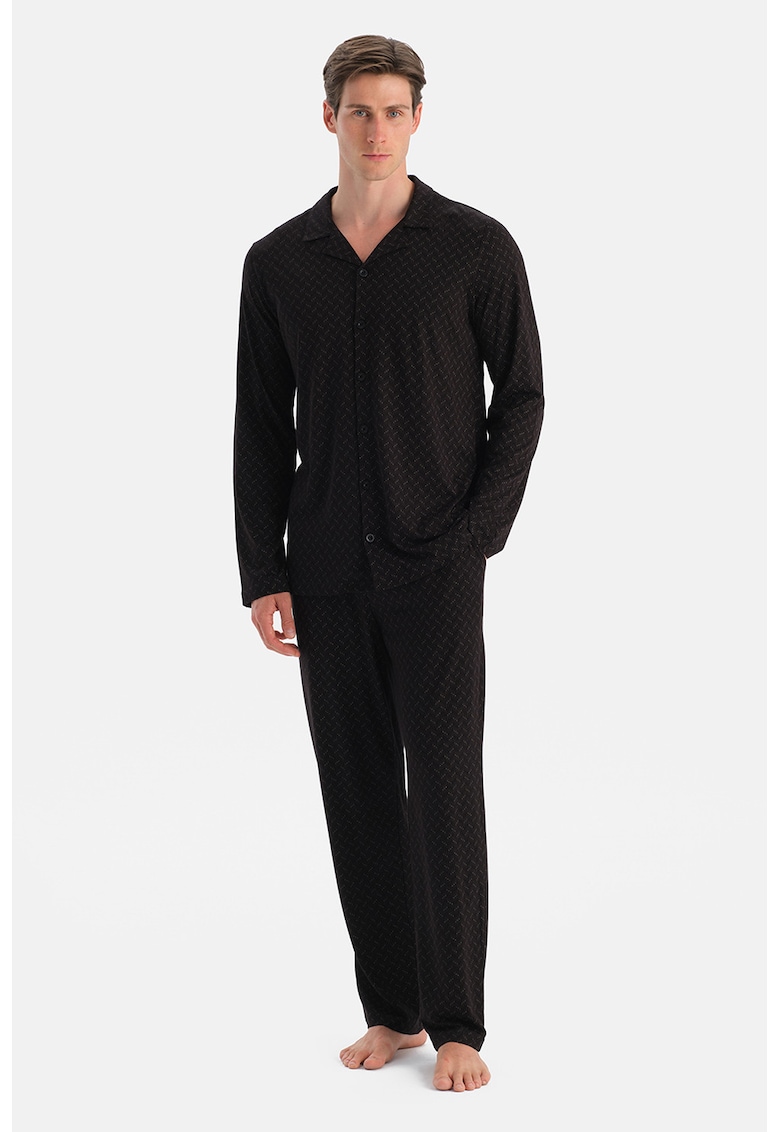 Десенирана пижама с модал - Черен DAGI