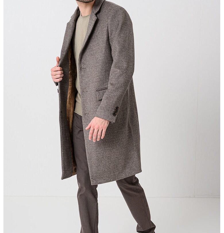 Десенирано палто с вълна - Тъмнокафяв Scotch  Soda