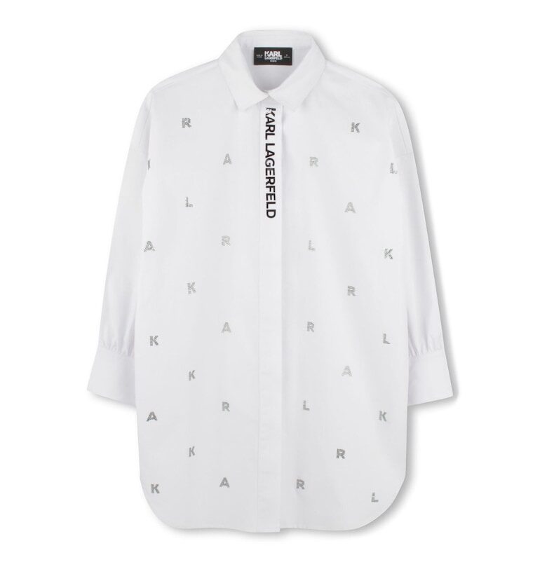 Детска рокля Karl Lagerfeld за момичета - Бял KARL LAGERFELD KIDS