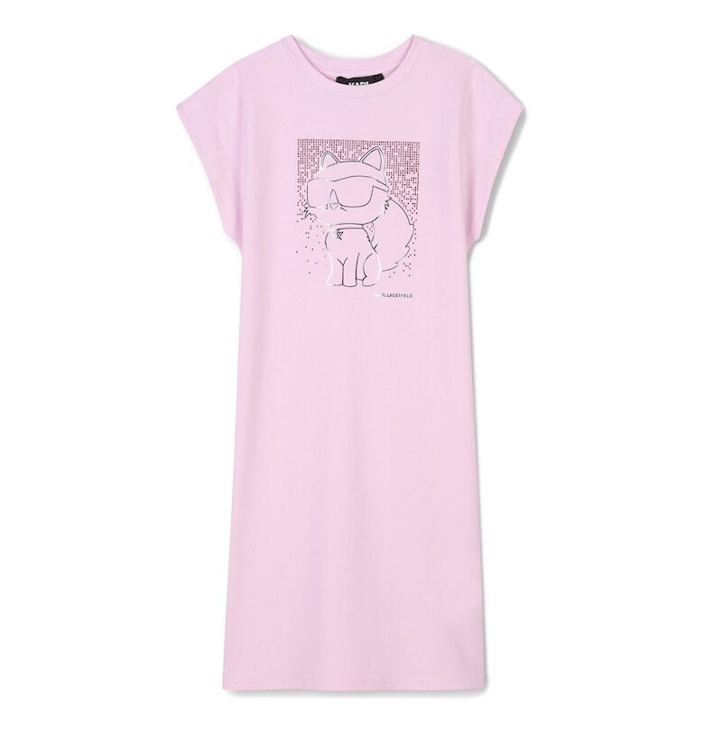 Детска рокля за момичета Karl Lagerfeld - Z30456 46 - Органичен памук/Модал - Розова KARL LAGERFELD KIDS