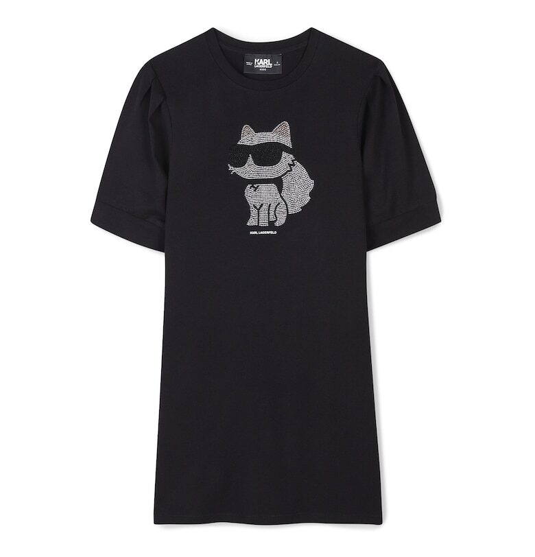 Детска рокля за момичета Karl Lagerfeld - Z30458 09 - Органичен памук/модал - Черна KARL LAGERFELD KIDS