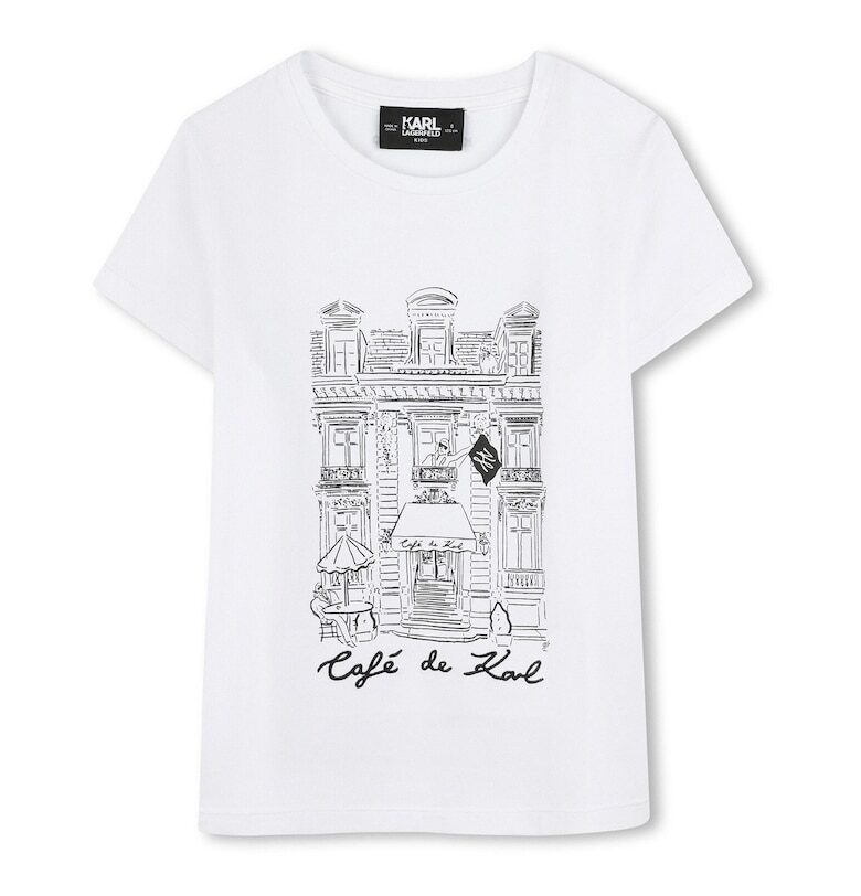 Детска тениска Karl Lagerfeld за момичета - Z30494 10 - Памук/Модал - Бял KARL LAGERFELD KIDS