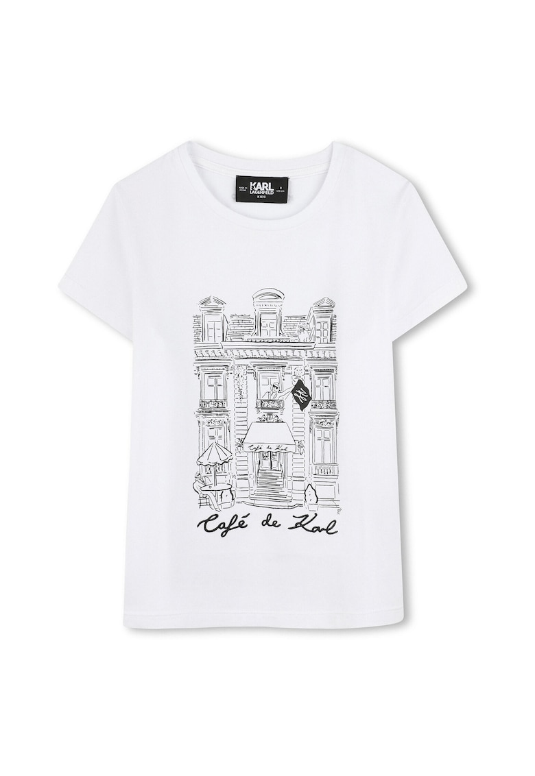 Детска тениска Karl Lagerfeld за момичета - Z30494 10 - Памук/Модал - Бял KARL LAGERFELD KIDS