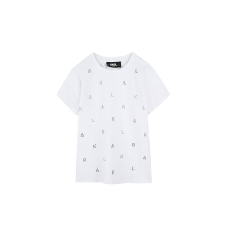 Детска тениска Karl Lagerfeld за момичета - Органичен памук/Модал - Бяла - Бял KARL LAGERFELD KIDS