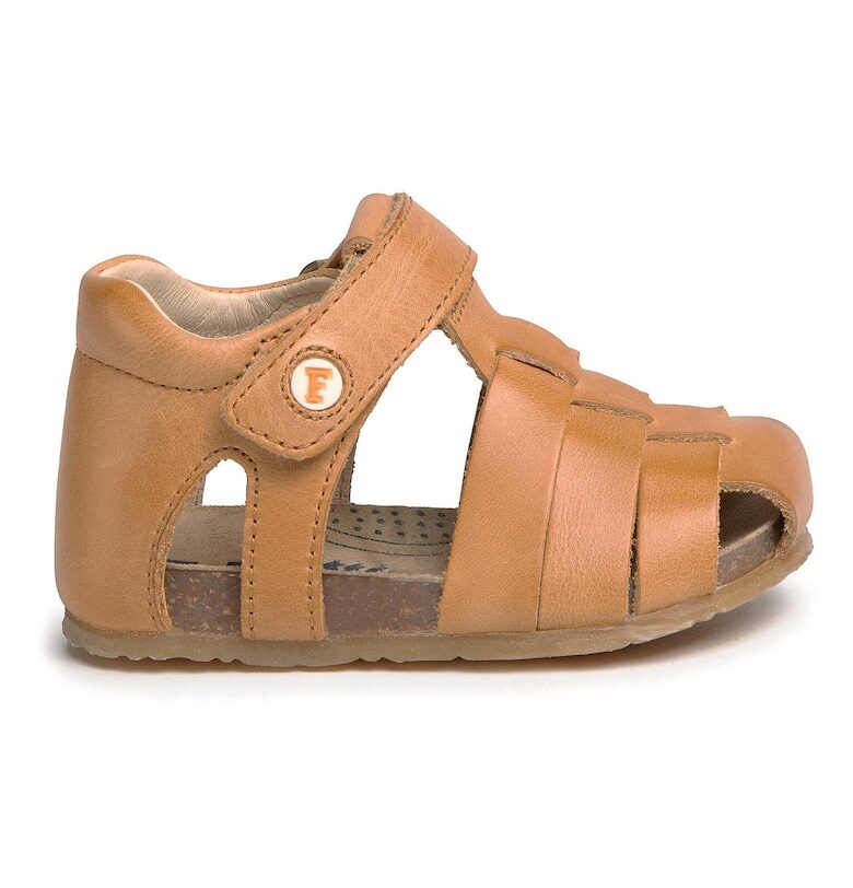 Детски сандали -  естествена кожа - кафяви - закопчаване с велкро - Naturino