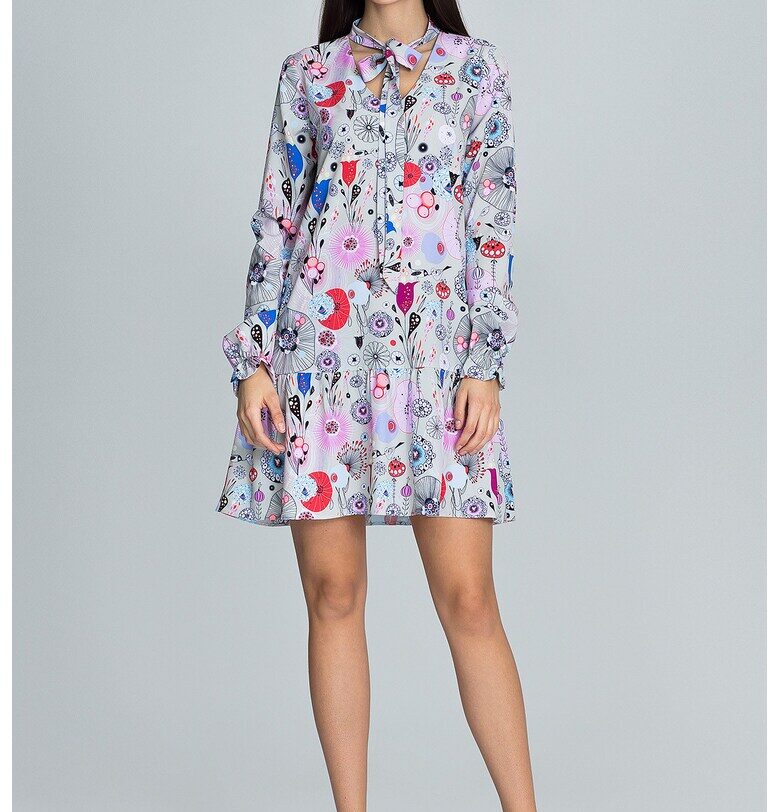 Дневна рокля  M599 73 - флорален десен - полиестер - многоцветна Figl