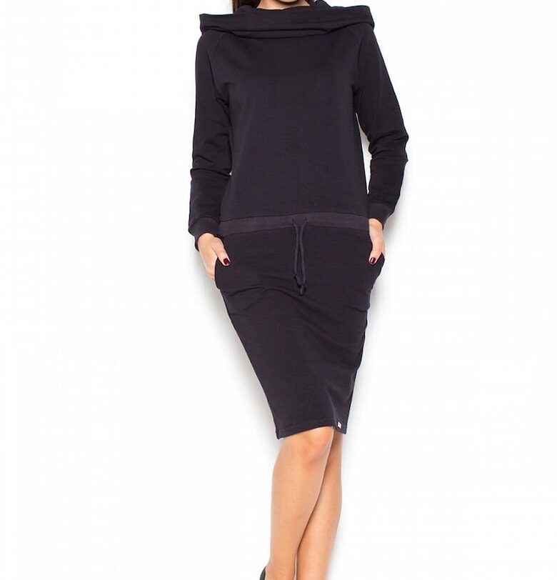 Дневна рокля  черна - от удобна материя - KATRUS